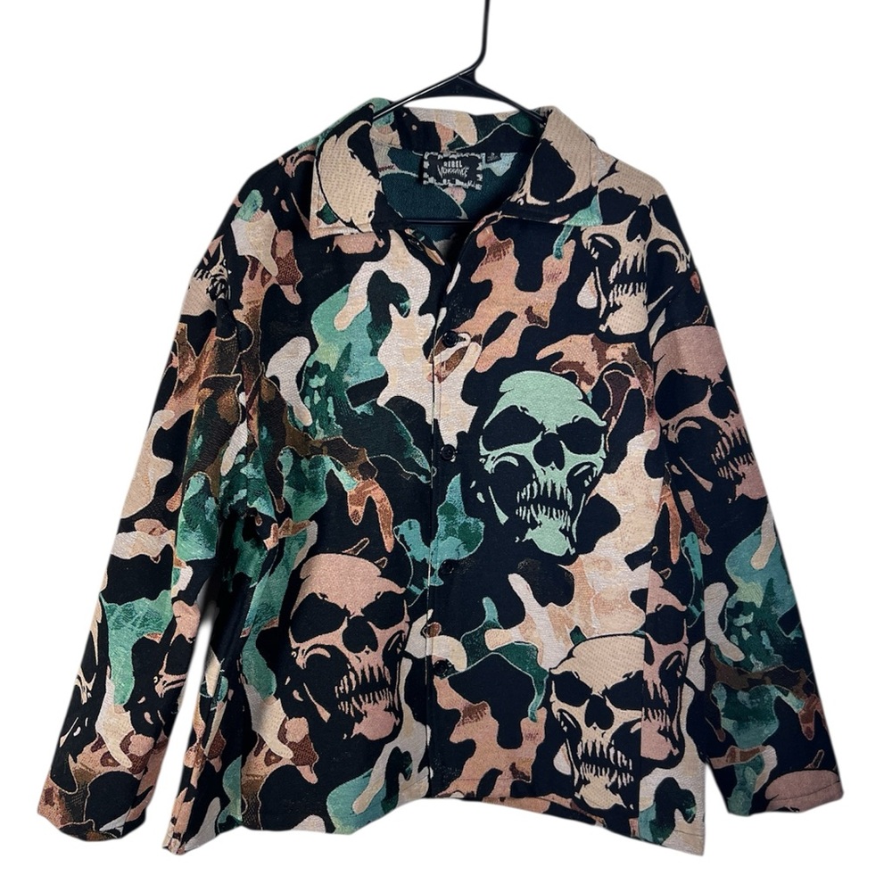 Rebel Vengeance Skull Camo Tapestry Jacket Size S